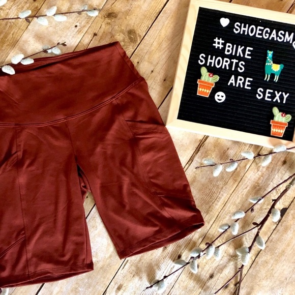 SALE! NEW! Rust Brick Red Spandex Bike Shorts - Picture 7 of 13